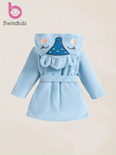 Flannel Hooded Sleepwear Coral Velvet Embroidered Fox Cute Cartoon Baby Clothes NS6100